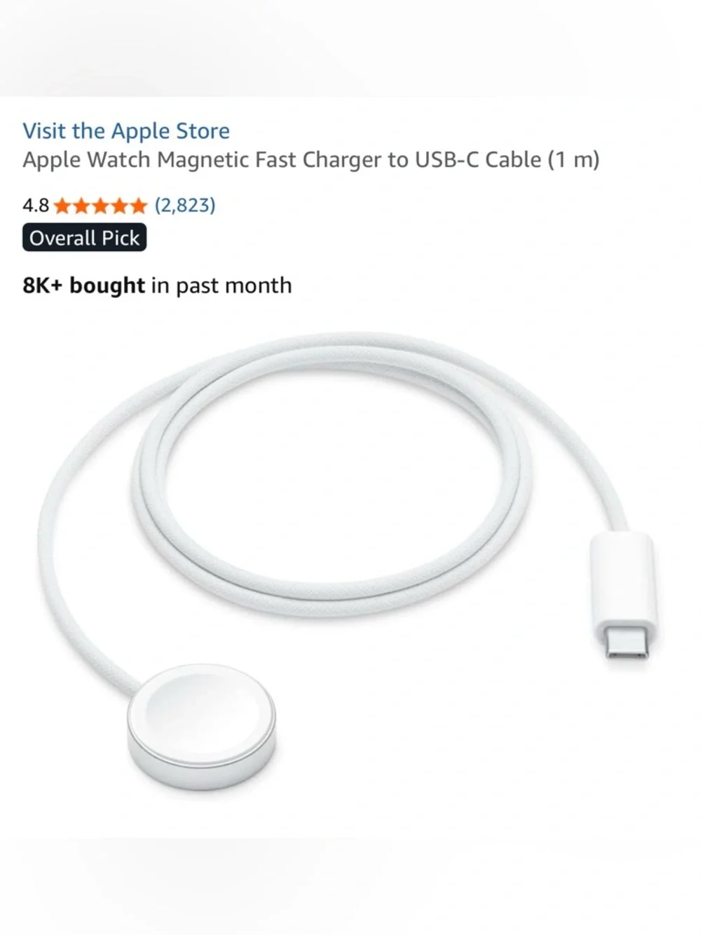 Apple Store White Braided Magnetic Fast Charging Cable with USB-C